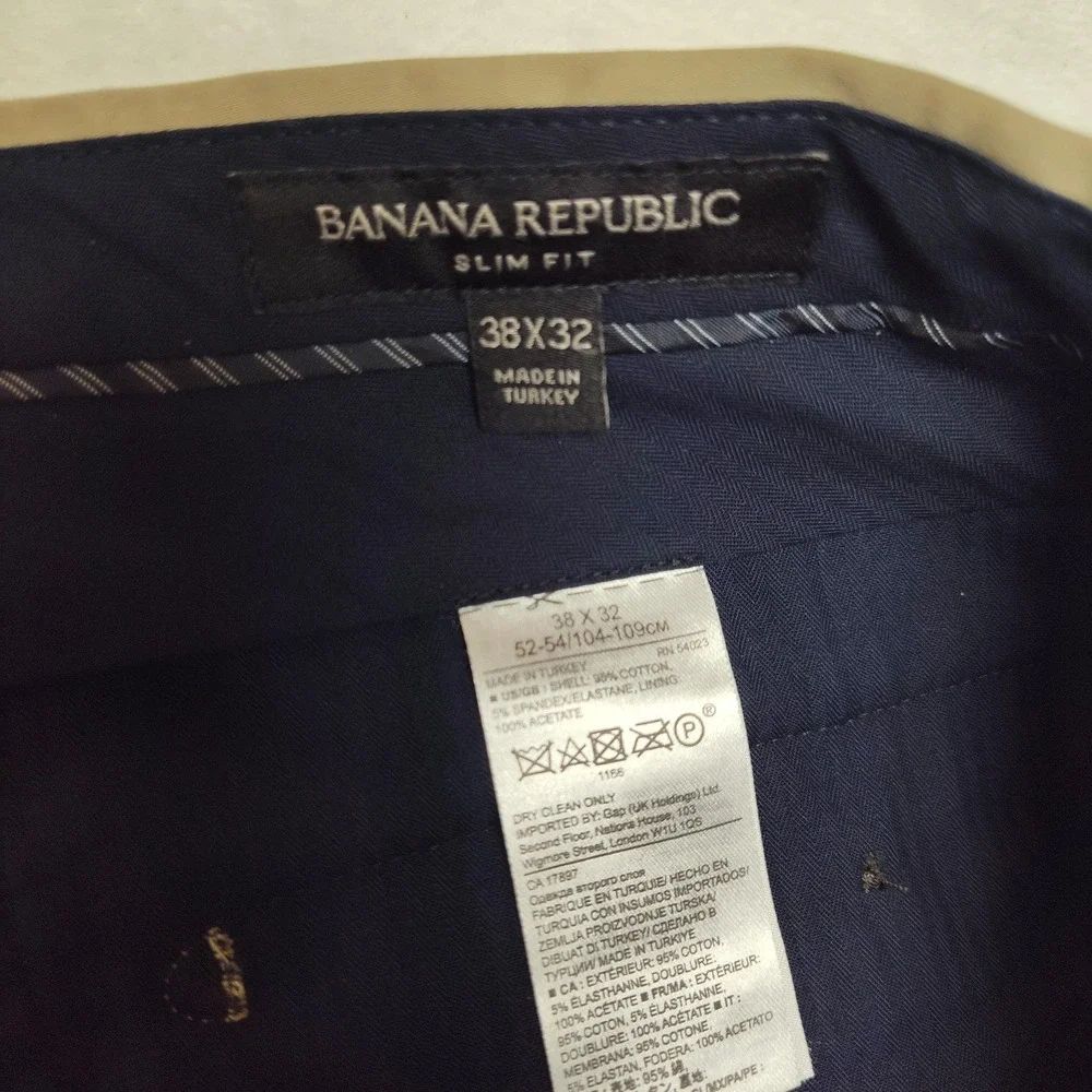 Banana Republic Pants Mens 38x32 Beige Chino Slim Manteco Cotton Spandex Canvas‎